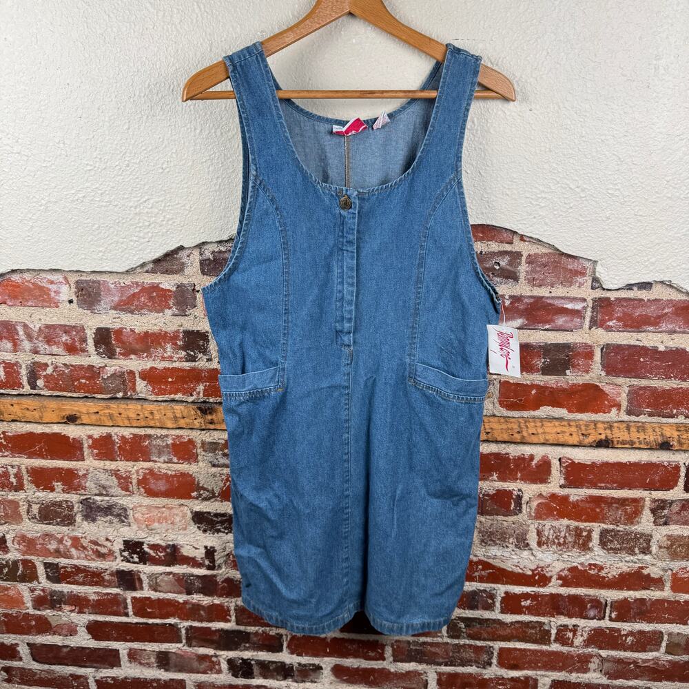 Vintage Penny Lane Dress Size Medium Denim Sleeveless Knee Length Pockets NWT